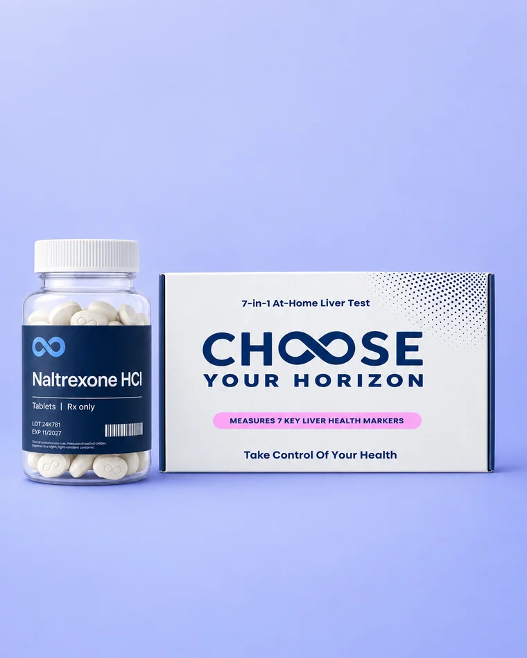 Naltrexone with the at-home blood test kit
